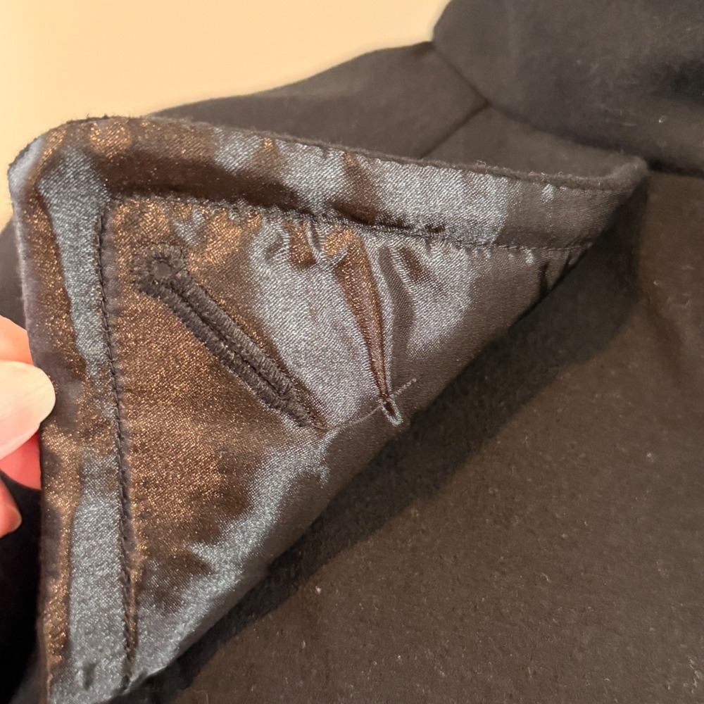 Black Wool Sugarfly Zip Front Jacket Fold Over Collar Utility Pockets - Picture 11 of 16